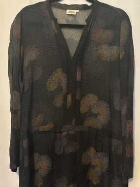 Boho Floral Print Sheer Long Sleeve Shift Dress Size 2 Hartford